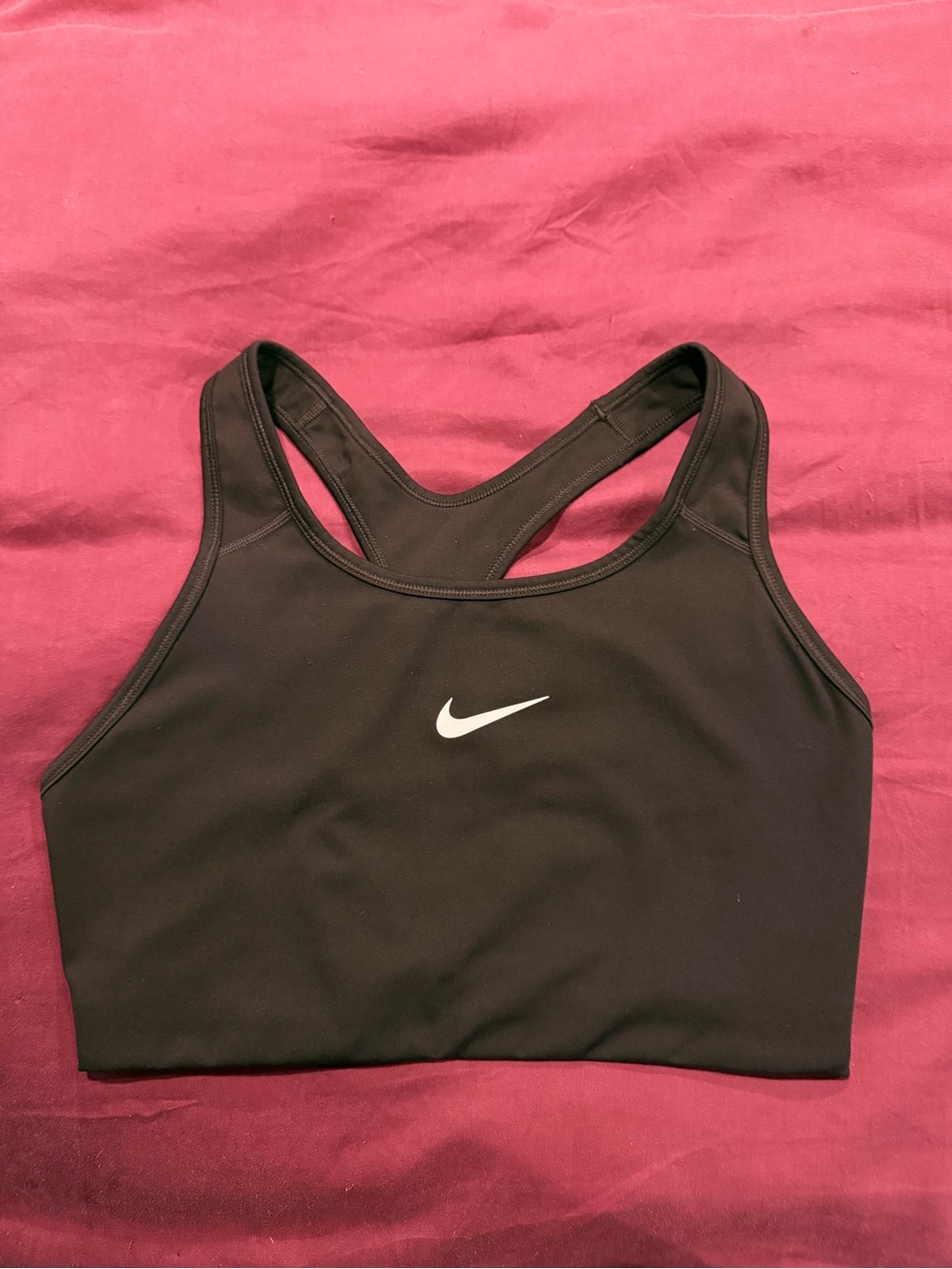 Nike Black Racerback Crop Sports Bra with White Swoosh